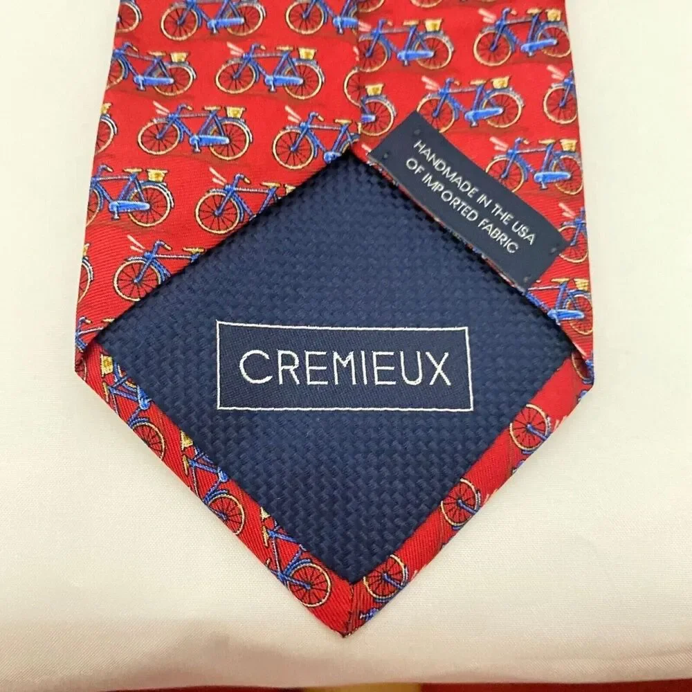 #5625 Cremieux Mens Red Bicycle Necktie. Tie 58X4